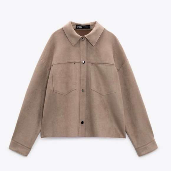 Zara Jackets & Blazers - Zara NWOT Women’s Faux Suede Taupe Jacket- Size S